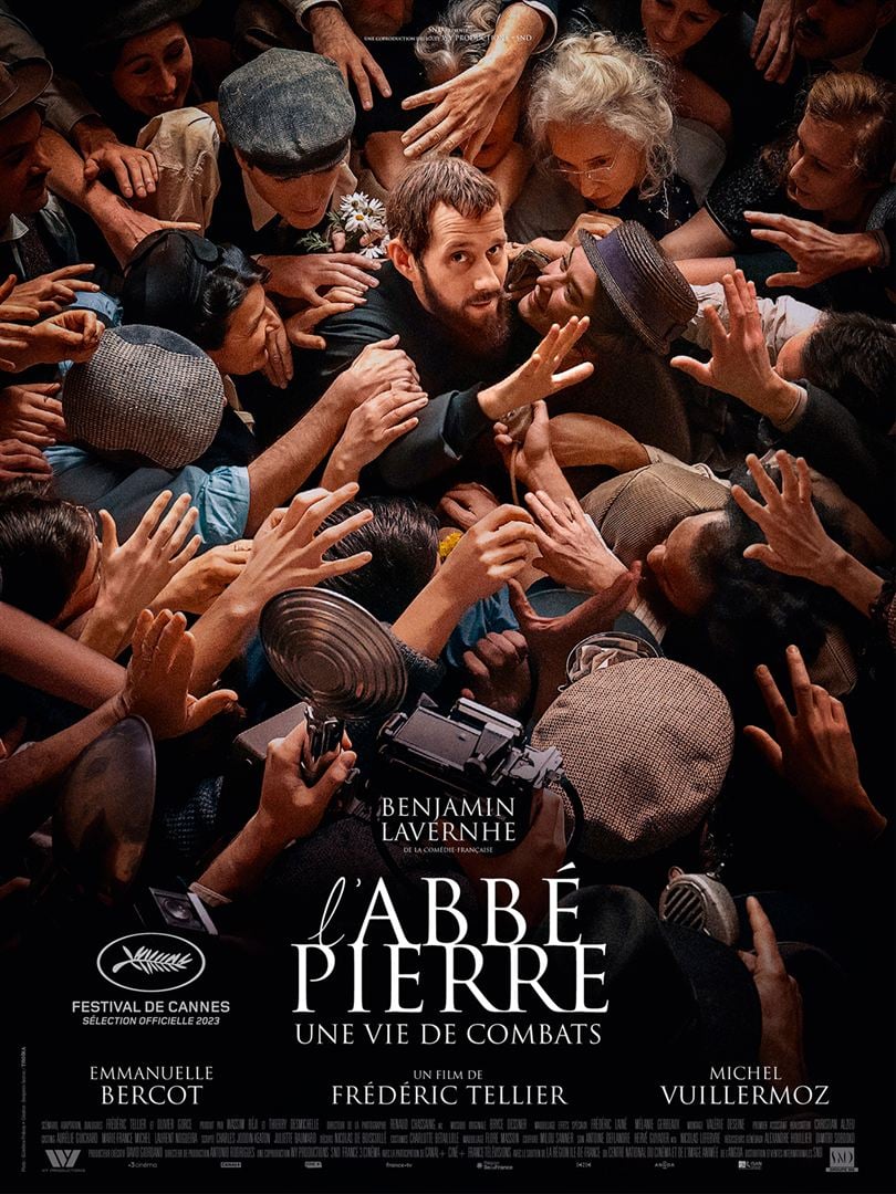 L'affiche du film l'Abbé Pierre, une vie de combats. Prochaine séance cinéma le 13 janvier 2024