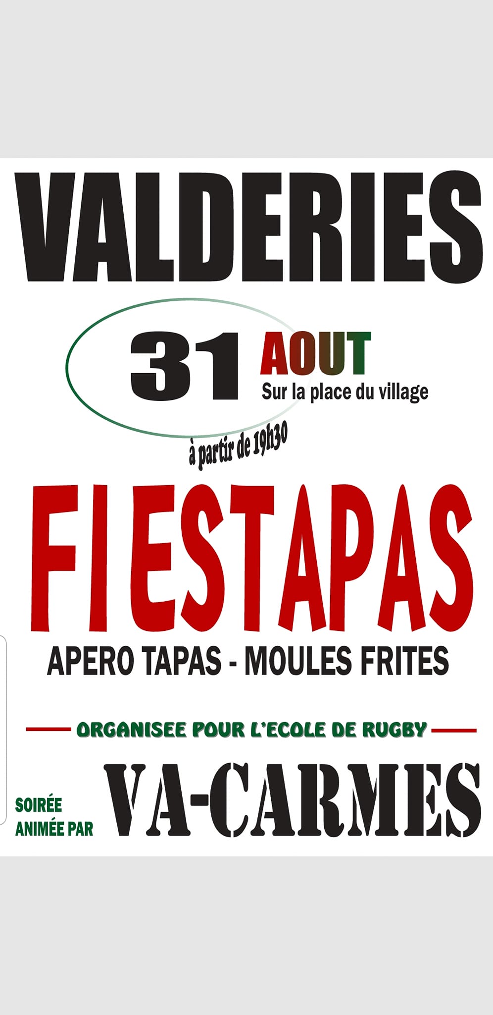 SOIREE FIESTAPAS le 31 août 2024. SOIREE FIESTAPAS le 31 août 2024.