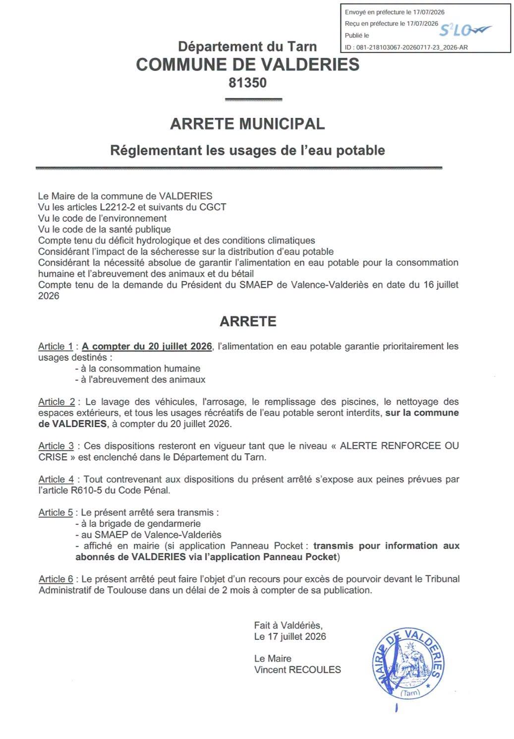 arrété municipal