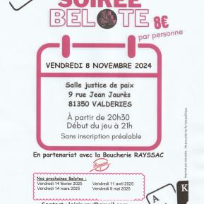 Roller skating : soirée belote le 08 11 2024.