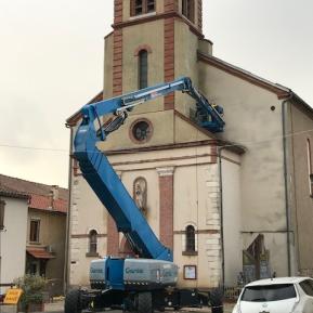Des travaux au clocher de l'église de Valdériès 23 11 2023